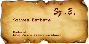 Szives Barbara névjegykártya